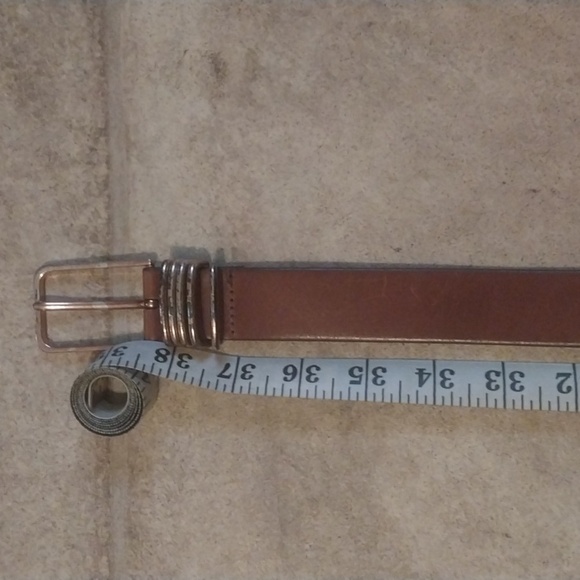 Women Brown Genuine Cowhide Leather Belt Size L Classic Basic Neutral - Picture 6 of 8